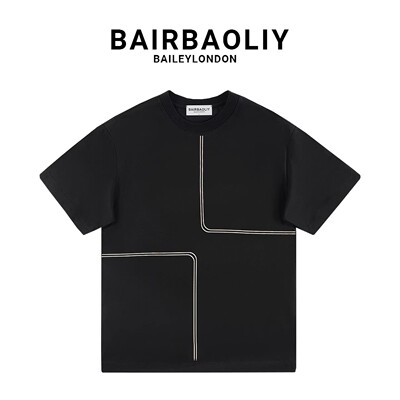 BAIRBAOLIY/柏堡里品牌创意印花拼接T恤夏季时尚短袖T恤男女同款