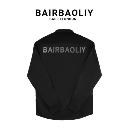 BAIRBAOLIY潮牌烫钻字母三防轻奢高品防水防污拒油经典长袖衬衫