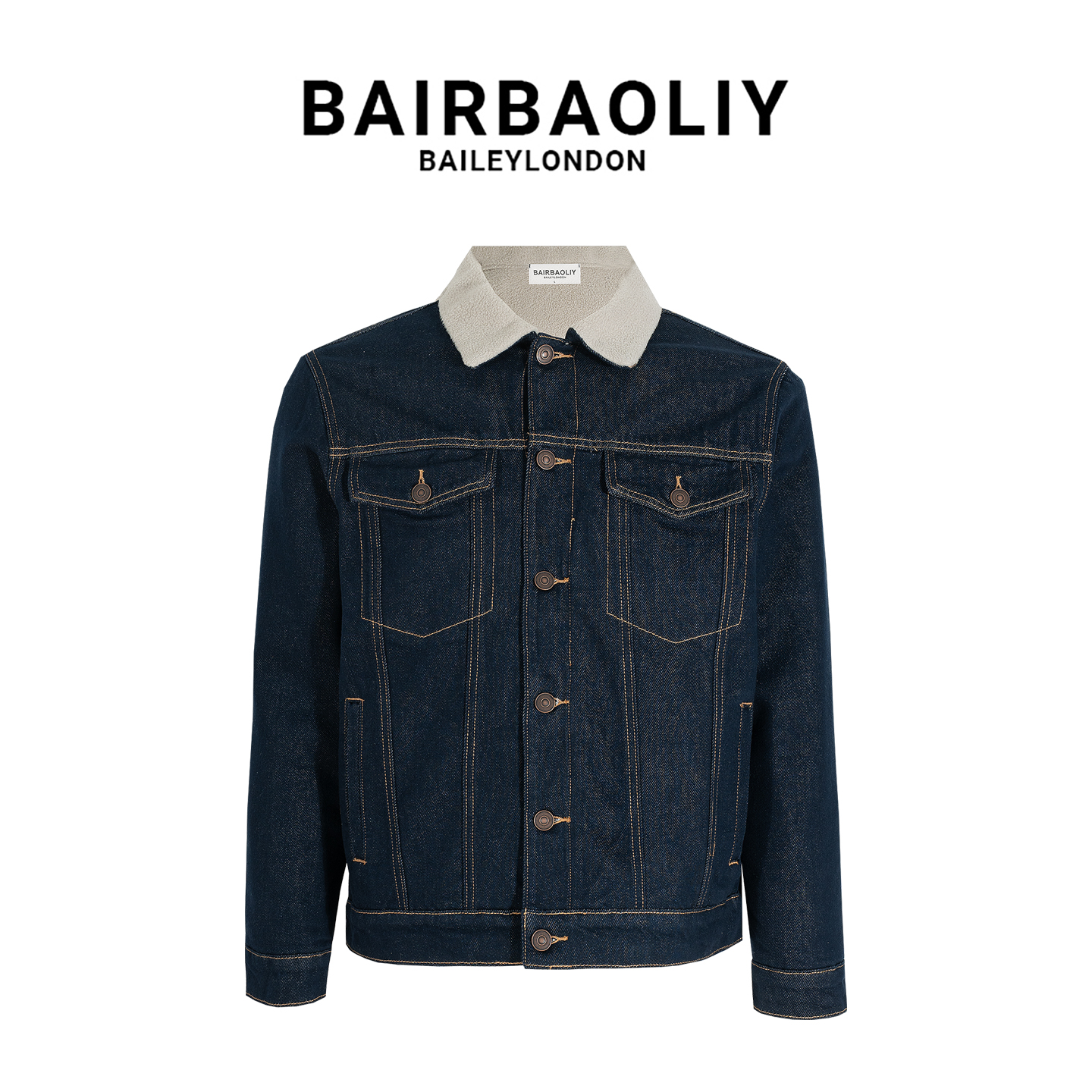 BAIRBAOLIY潮流经典复古休闲夹克男秋冬加绒加厚保暖百搭牛仔外套