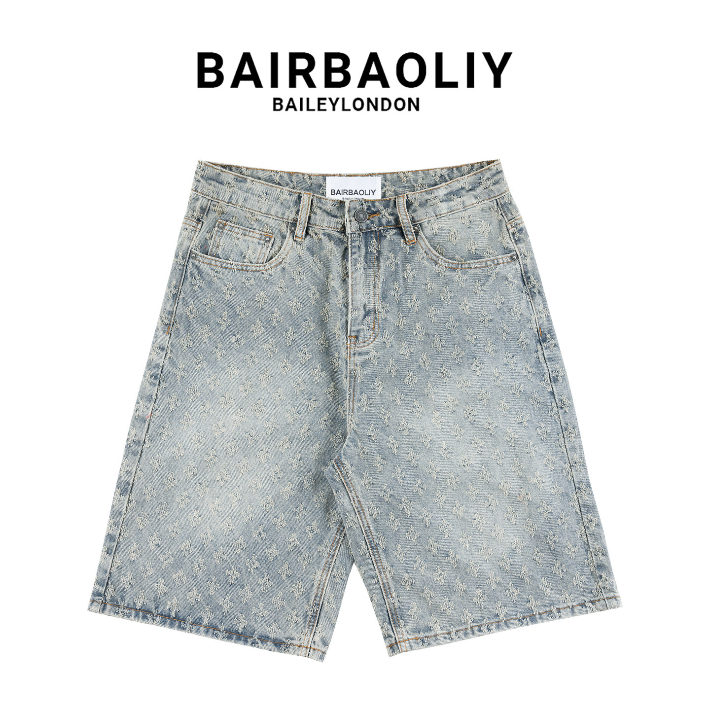 BAIRBAOLIY轻奢男士时尚牛仔短裤春夏黑色经典水洗休闲短裤宽松