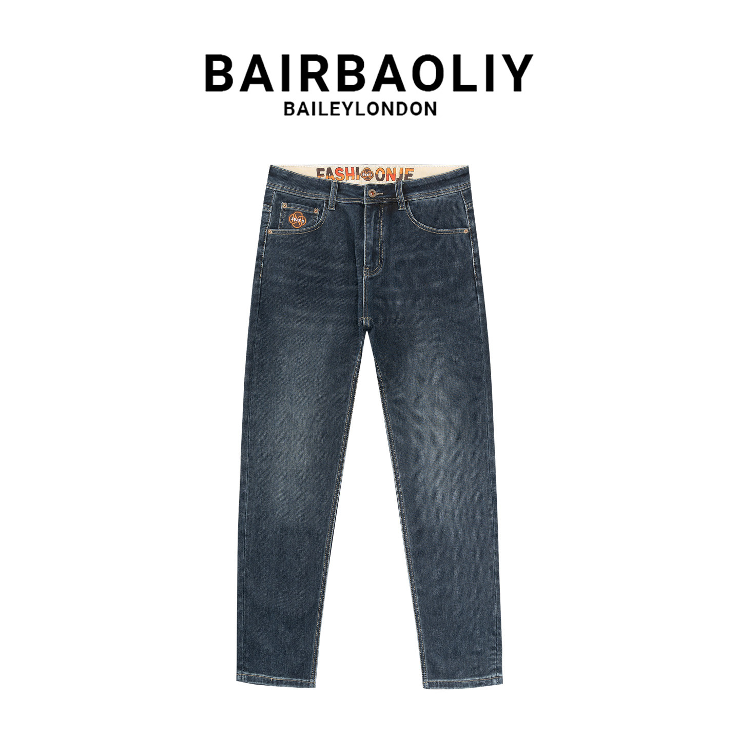 BAIRBAOLIY2025新款小直筒牛仔裤修身高档刺绣百搭潮小脚长裤男款