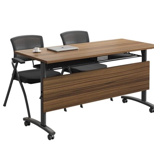可折叠会议培训桌椅移动拼接组合功能H办公长条双人带轮简易课桌