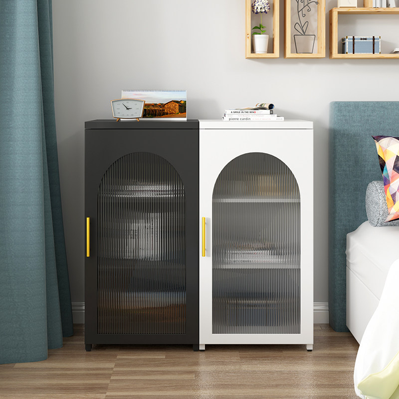 北欧超薄a家用玻璃餐边柜厨房碗柜置物架客厅铁艺收纳储物轻奢酒