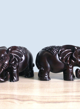 花梨木雕大象摆h件实木家居客厅电视柜装饰品招财木质雕刻工艺品