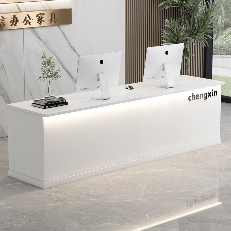 公司办公前c台接待台轻奢亮面收银台柜台简约现代美容院酒店吧台