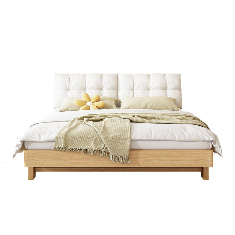 实木床1.8米双人床简约现代家用卧室1mH2松木出租房用1.5m单人床