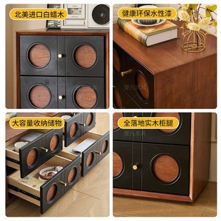 法式 床头柜靠墙多功能电视 复古白蜡木全实木q卡尔拉卡门柜抽屉式