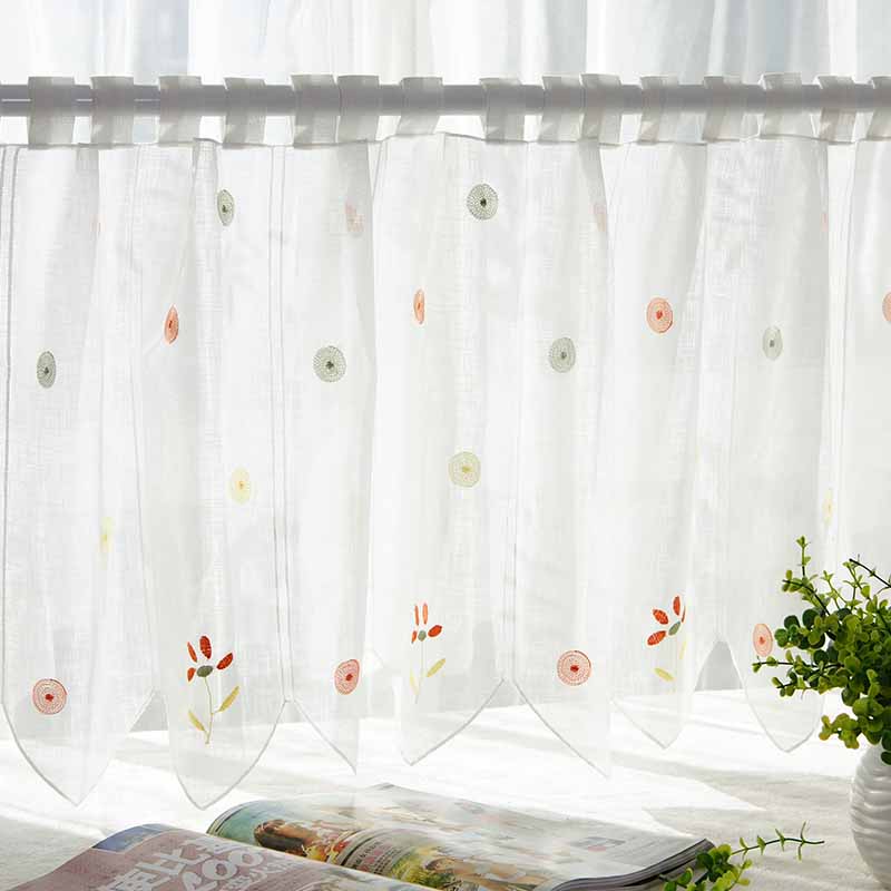 韩式简约水溶蕾丝镂空欧式隔断遮光帘咖啡帘门帘免打孔半帘厨房帘