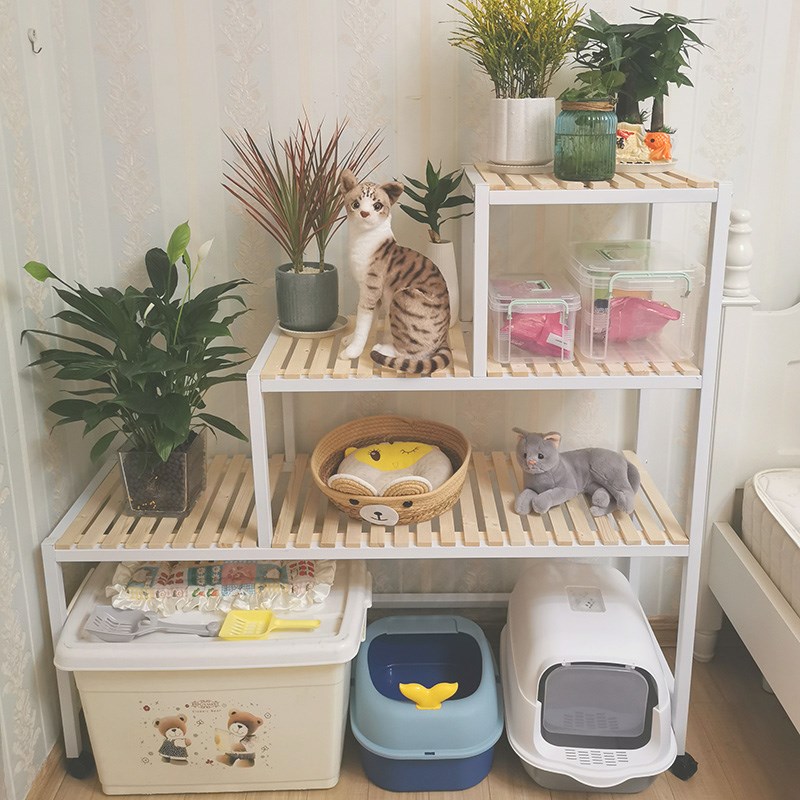 猫爬架多层实木猫砂盆置物架阳台阶梯猫窝猫咪爬梯猫笼猫柜猫架子