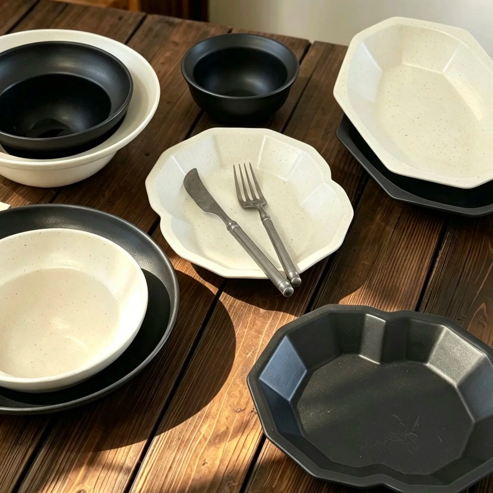 ClayCO简约风素砚高级感哑光陶瓷餐具家用饭碗酸奶碗高颜值多边盘