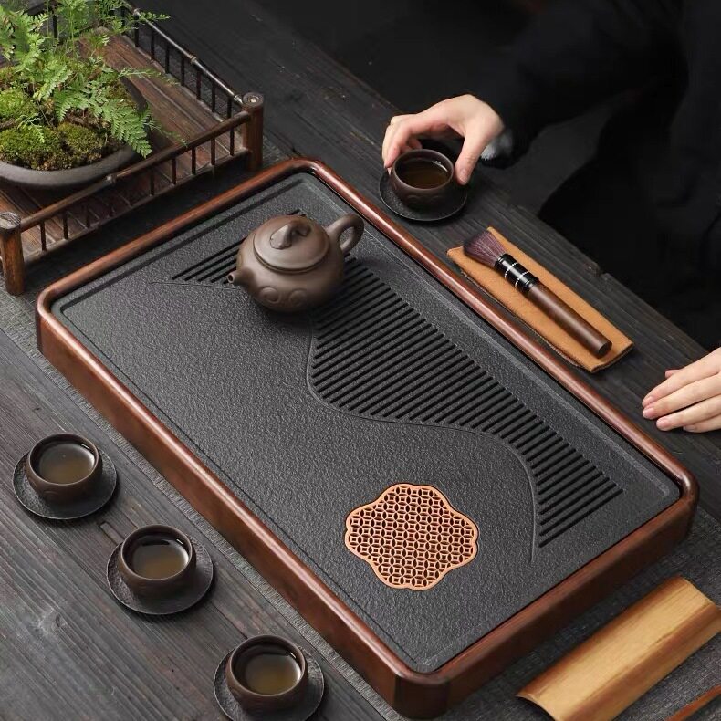 佘德新中式实木排水储水双用茶盘家用办公简约茶台功夫茶具茶托盘