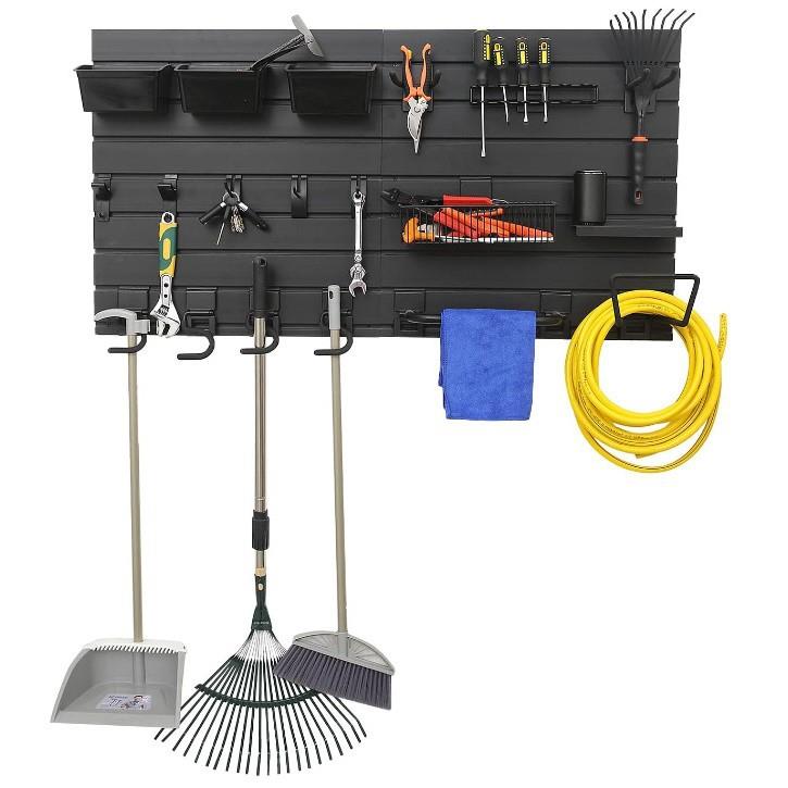 工具存储墙壁扫帚拖把挂墙面架壁挂式车库挂钩槽板收纳可调节