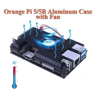 香橙派5B外壳Orangepi5/5B铝合金保护壳带散热风扇降温Orangepi