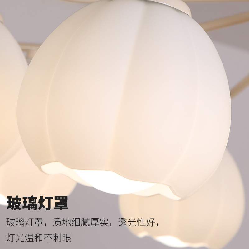 【哇噢】法式奶油风花苞吊灯现代简约浪漫温馨中古餐厅书房灯具