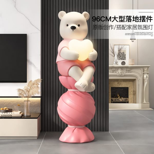 风头灯客厅网红装饰品玄关雕塑乔迁礼品卧室床装饰摆件熊公仔奶油