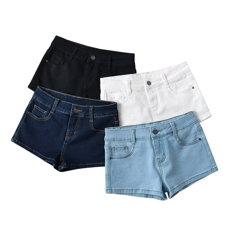 棉洋 复古超弹低腰牛仔短裤女 美式辣妹春夏紧身包臀超短性感热裤