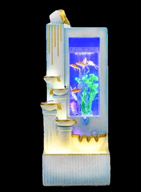 创意简约招财鱼缸循环流水摆件室内客厅加湿水景玄关阳台落地装饰