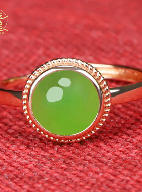 巧玉月色碧玉戒指女款活口可调节