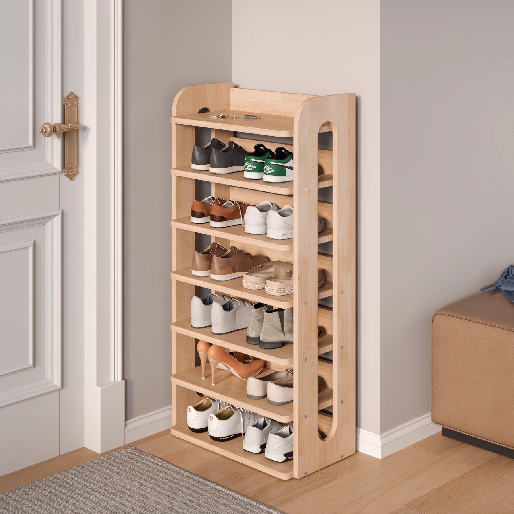 鞋架全实木小空间门口多层收纳层架子多层简易鞋柜入户出租屋用