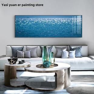 网红波光粼粼的海面装饰画水波纹平静的波浪蓝色大厅卧室沙发挂房