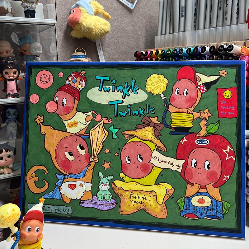 Twinkle星星人潮流挂画泡泡玛特挂画儿童房间装饰画可爱玄关壁画