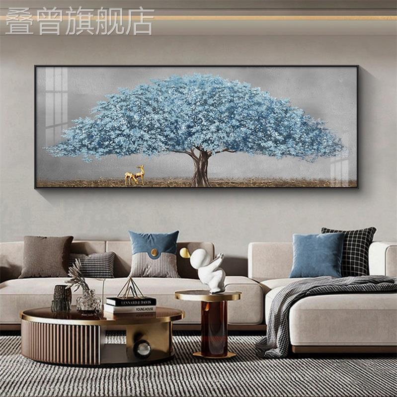 发财树装饰画客厅沙发背景墙壁画现代轻奢挂画酒店房间卧室床头画图片