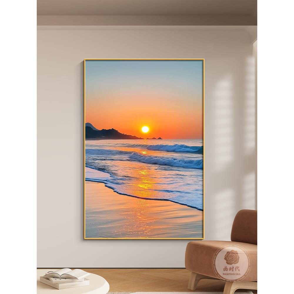 日出东方玄关装饰画客厅开门正对墙挂画旭日东升走廊过道尽头壁画