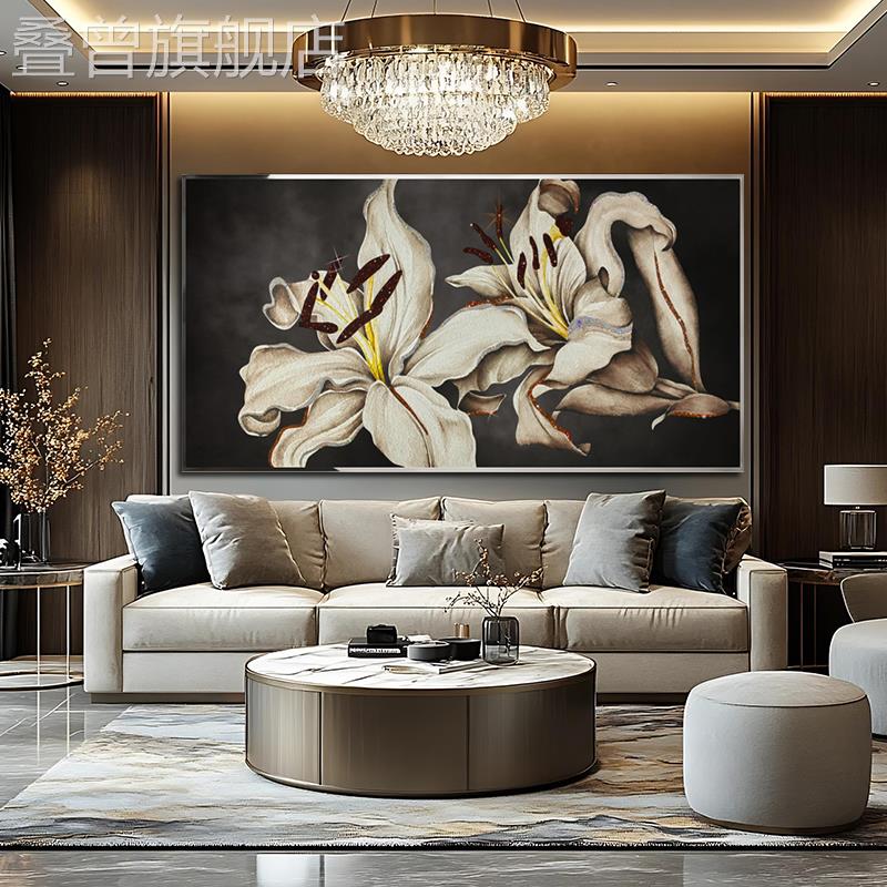 现代轻奢装饰画客厅沙发背景墙挂画玻璃加钻艺术餐厅卧室高级壁画图片