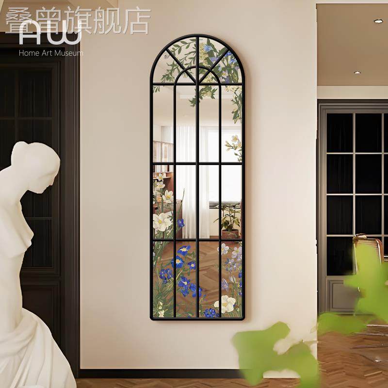 法式覆古镜子装饰画 画中古玄关客厅卧室镜面挂画 画覆古落地全身