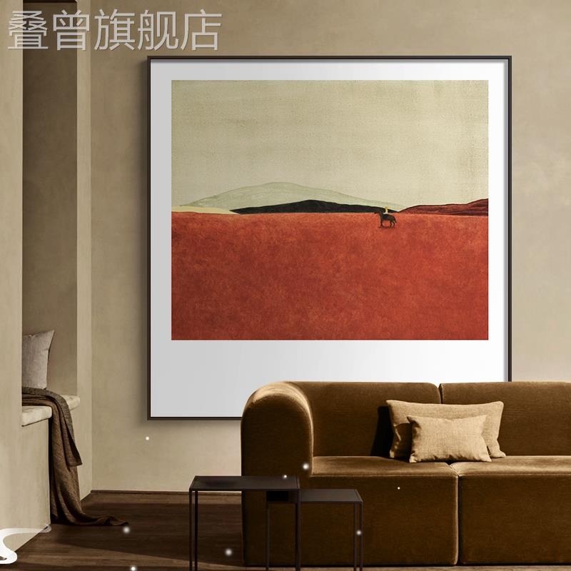 北欧风抽象写意正方形装饰画人物意境餐厅画餐桌挂画清新小众壁画图片