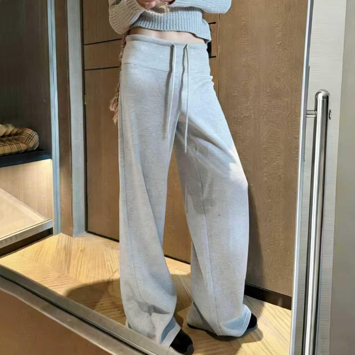 羊毛阔腿裤女春秋2026新款小个子宽松垂感糯米裤运动休闲直筒卫裤,女装/女士精品,休闲裤,淘宝优惠券,粉丝福利购,淘宝优惠卷