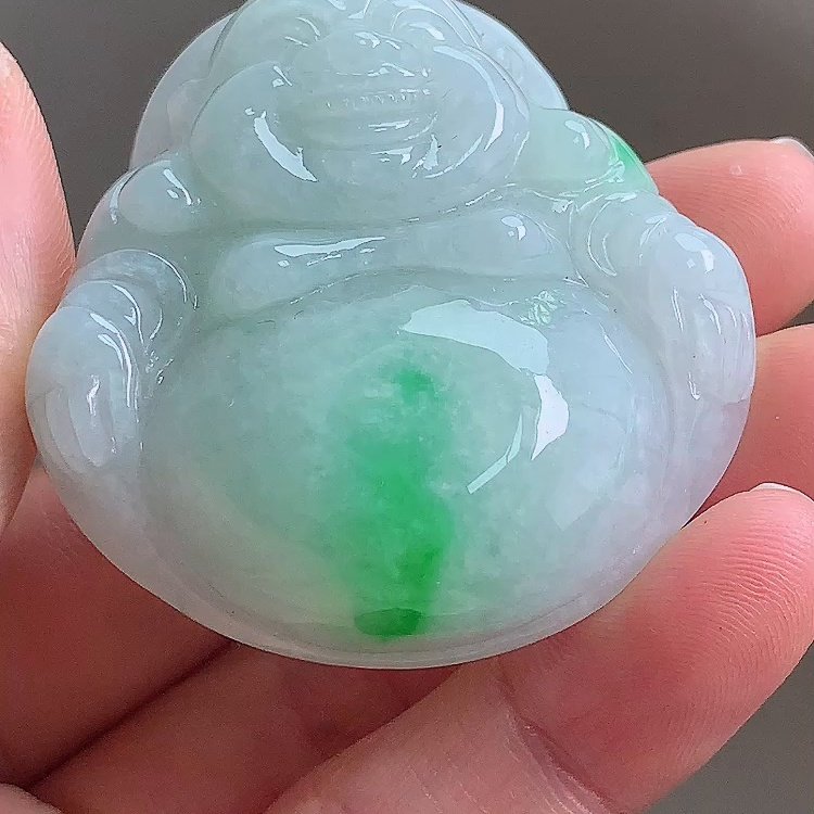 缅甸翡翠佛公玉吊坠天然玉石A货冰种阳绿正品新款礼物老坑1229