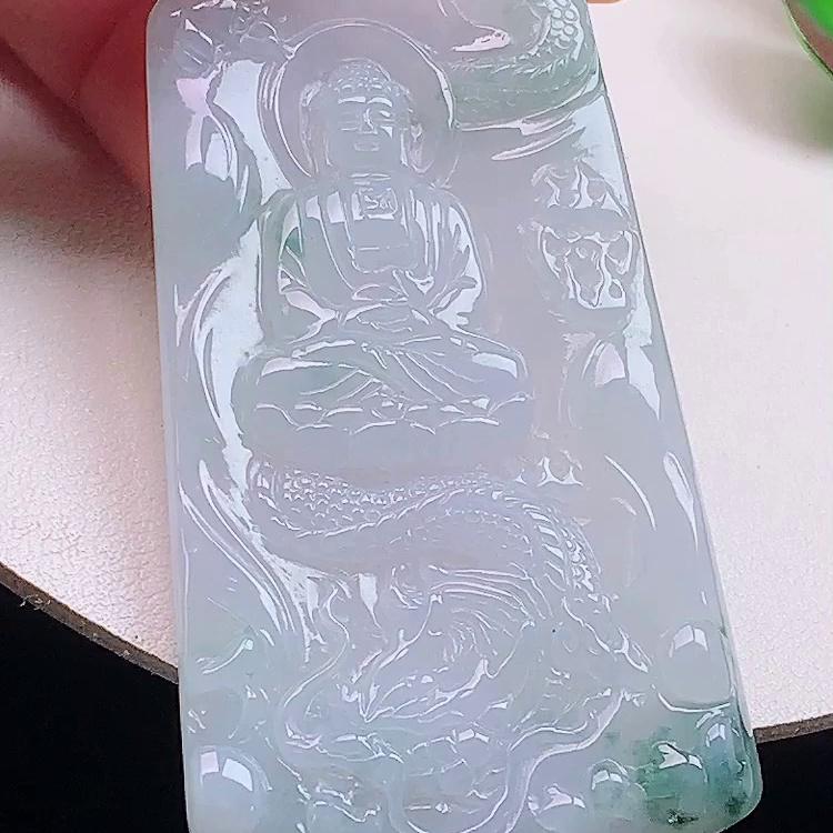 缅甸翡翠大日如来玉吊坠天然玉石A货冰种飘花正品高档老坑1121