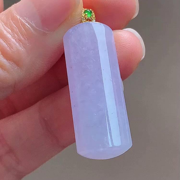 缅甸翡翠无事牌镶金玉吊坠天然玉