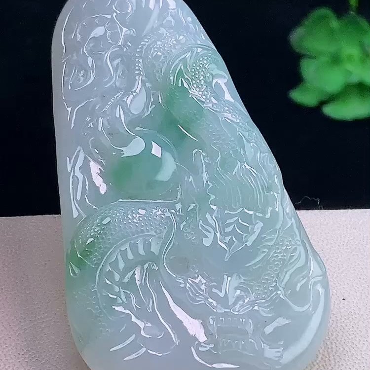 缅甸翡翠龙牌玉吊坠天然玉石A货冰种飘花老坑礼物正品证书0108