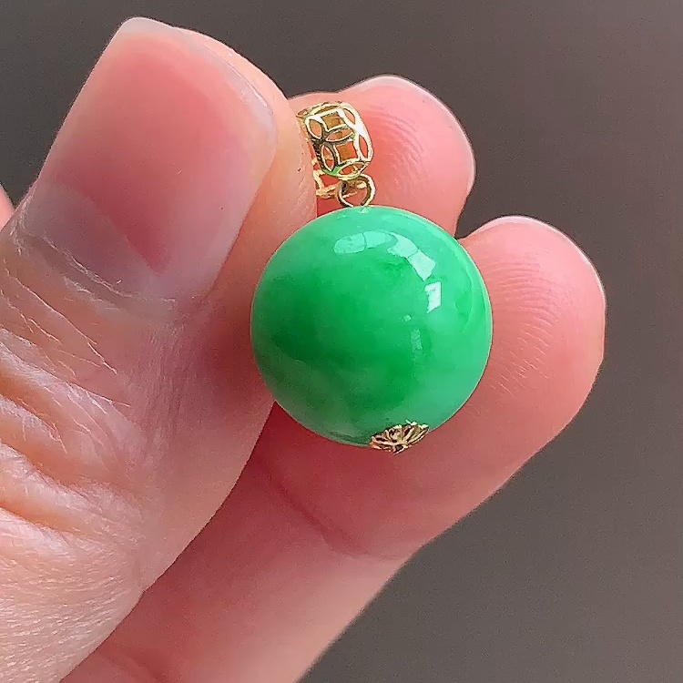 缅甸翡翠项链镶金玉项链天然玉石