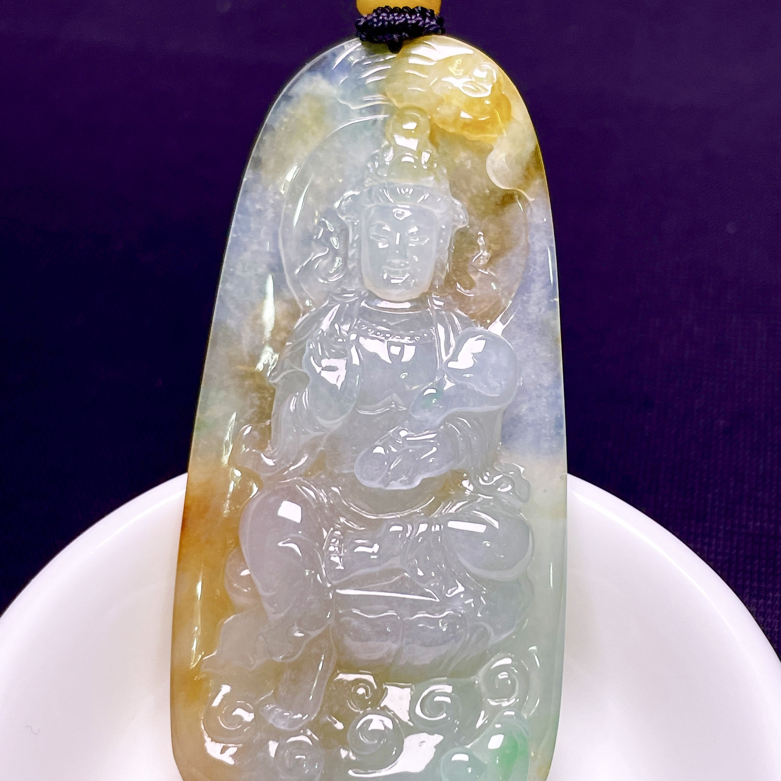缅甸翡翠观音玉吊坠天然玉石A货冰种黄翡新款证书正品老坑0601