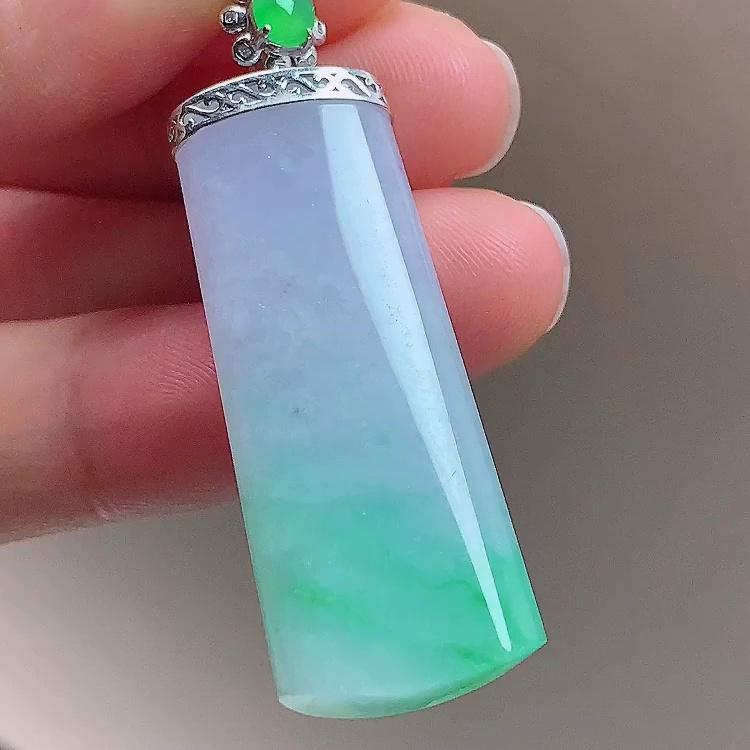 缅甸翡翠无事牌镶金玉吊坠天然玉