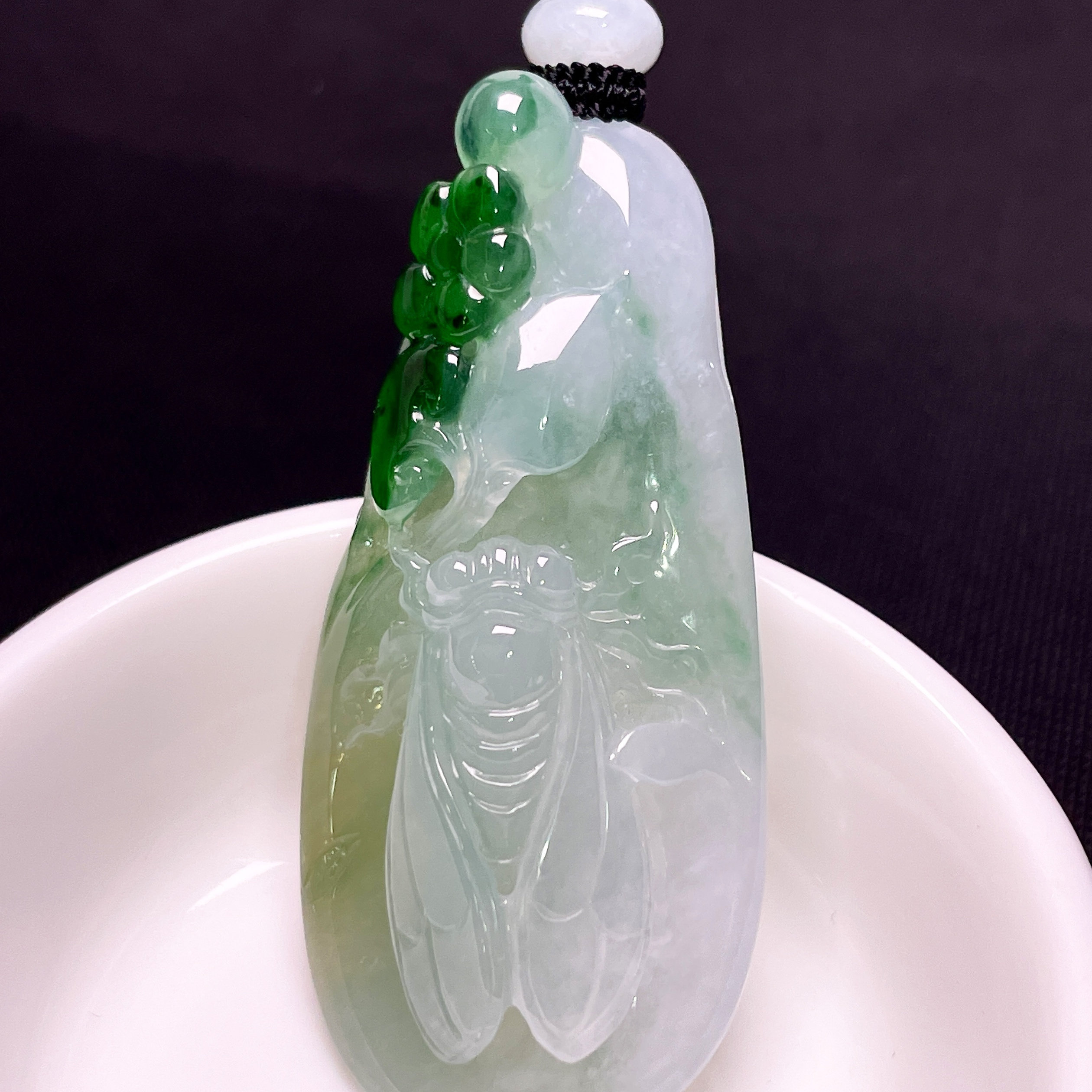 缅甸翡翠知了玉吊坠天然玉石A货冰种飘花礼物正品收藏老坑0530