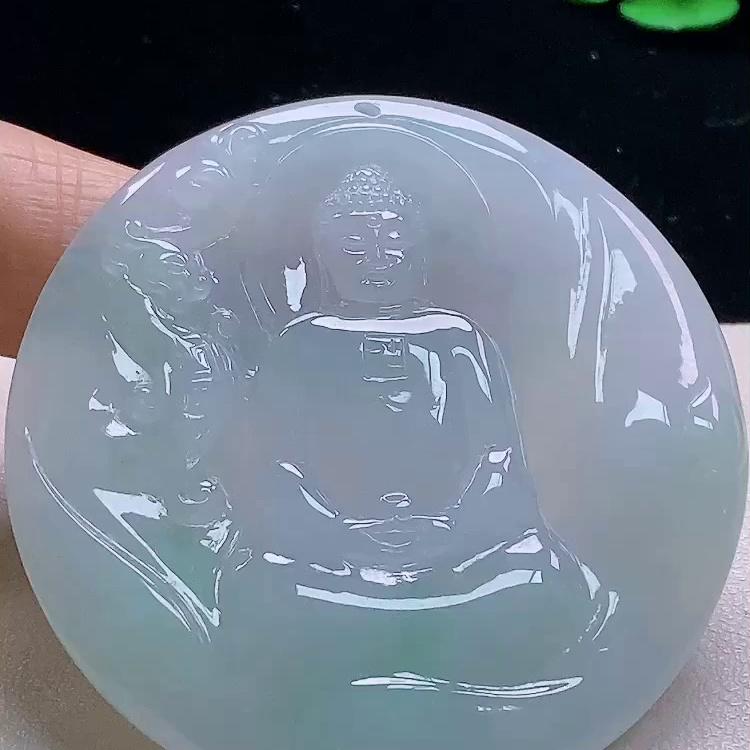 缅甸翡翠大日如来玉吊坠天然玉石A货冰种高档新款礼物证书1016