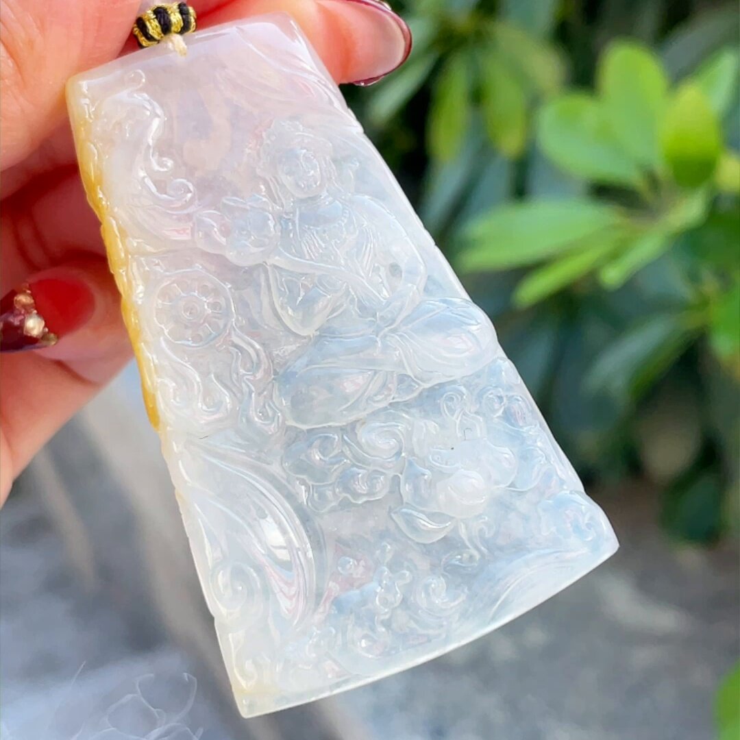 缅甸翡翠大势至玉吊坠天然玉石A货冰种黄翡新款老坑正品证书0528