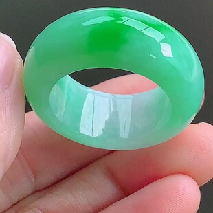 缅甸翡翠指环玉指环天然玉石A货冰种阳绿收藏高档正品 0318 新款