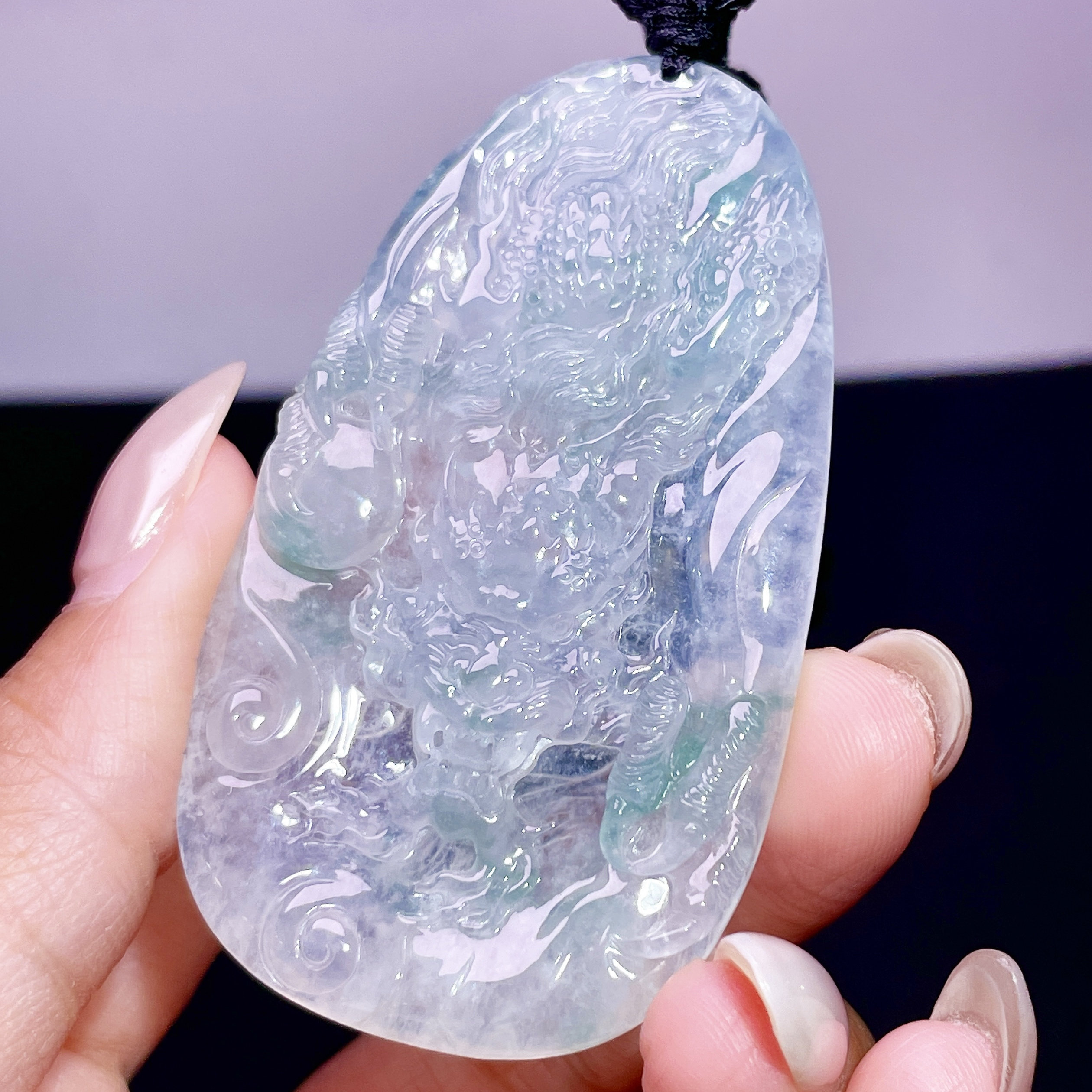 缅甸翡翠龙牌玉吊坠天然玉石A货冰种飘花高档礼物老坑证书1022