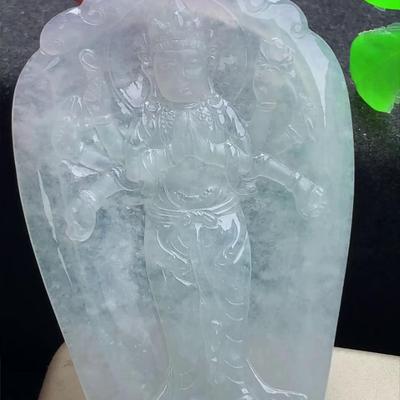 缅甸翡翠千手观音玉吊坠天然玉石