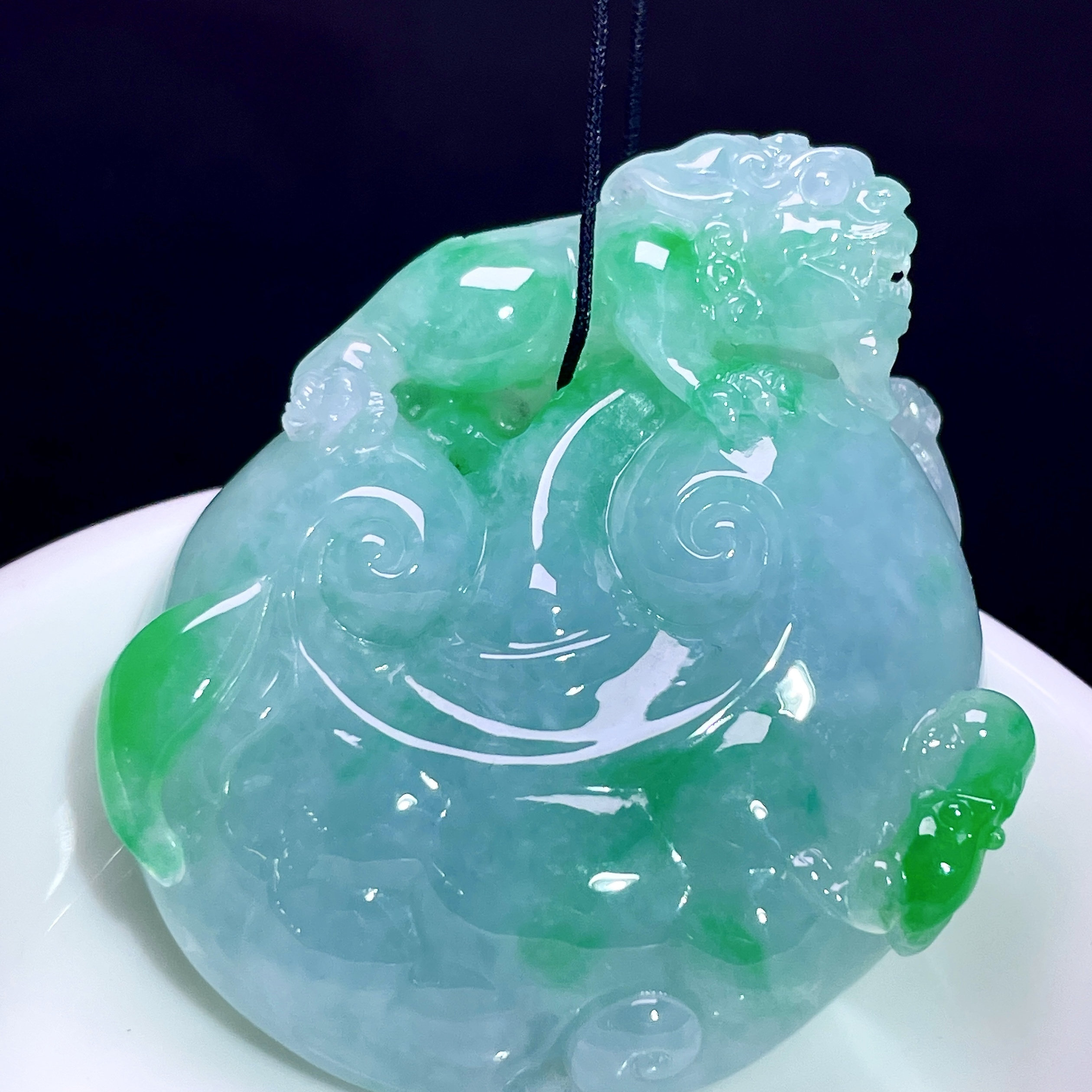 缅甸翡翠貔貅玉吊坠天然玉石A货冰种辣绿高档正品老坑证书0601
