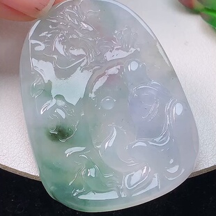 缅甸翡翠悟道玉吊坠天然玉石A货冰种飘花礼物正品高档证书0204