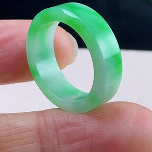 缅甸翡翠戒指玉戒指天然玉石A货冰种飘绿礼物证书收藏新款0204