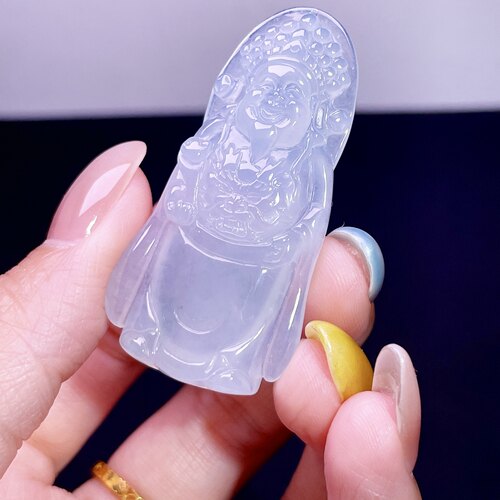 缅甸翡翠财神玉吊坠天然玉石A货