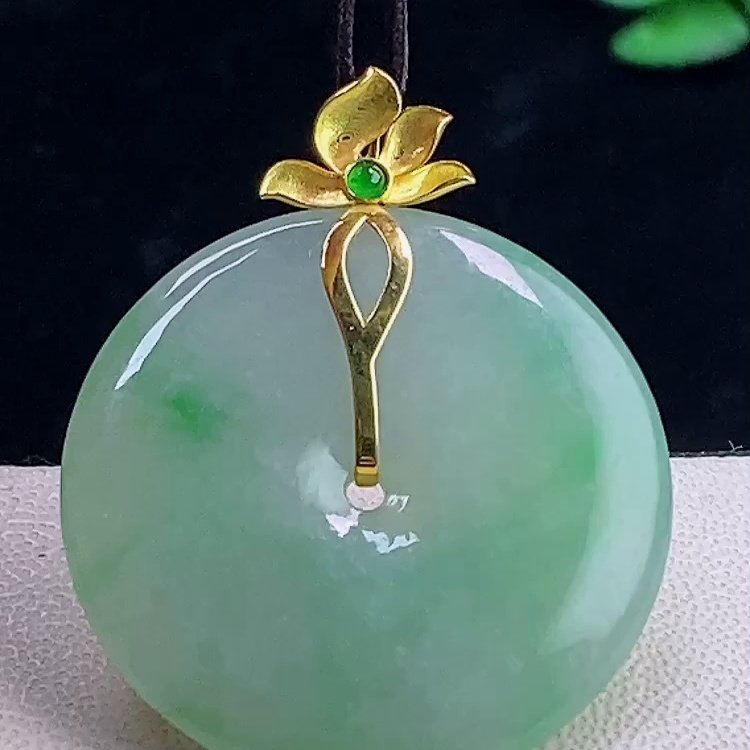 缅甸翡翠平安扣镶金玉吊坠天然玉石A货18K金镶嵌冰种飘绿证书0113,珠宝/钻石/翡翠,颈饰,淘宝优惠券,粉丝福利购,淘宝优惠卷
