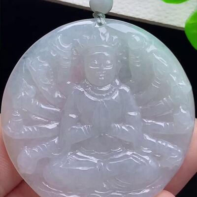 缅甸翡翠千手观音玉吊坠天然玉石